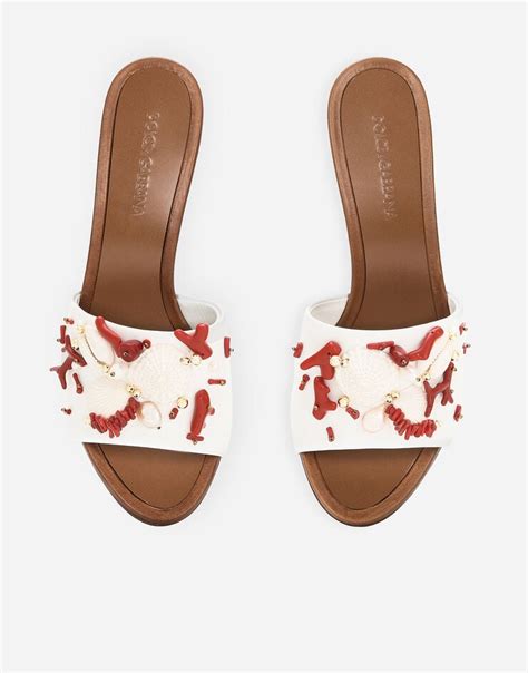 dolce gabbana 135 tropical coral|Nappa leather mules with coral embroidery .